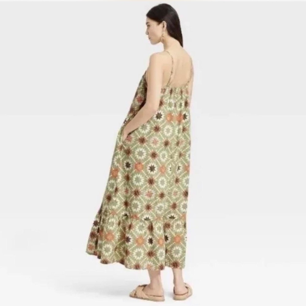 Universal Thread Green Orange Quilt Pattern Maxi … - image 2